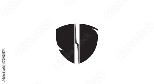 Monochrome shield logo symbolizing security breach or system vulnerabilities