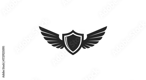Elegant heraldic shield with spread wings offering protection and freedom in a sleek design
