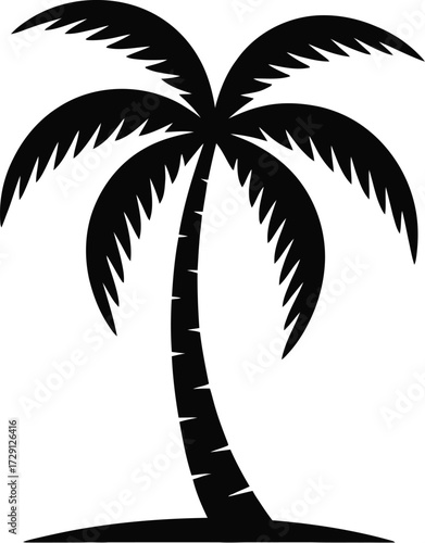 Black palm tree silhouette vector tropical