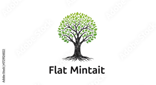 Polygonal tree illustration symbolizing nature, growth, and interconnectedness perfectly isolated