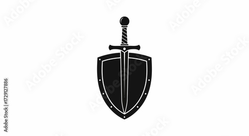 Protective shield and sword emblem with classic design for decorative purpose