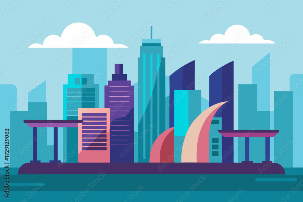 Fototapeta premium city landscape with city skyline