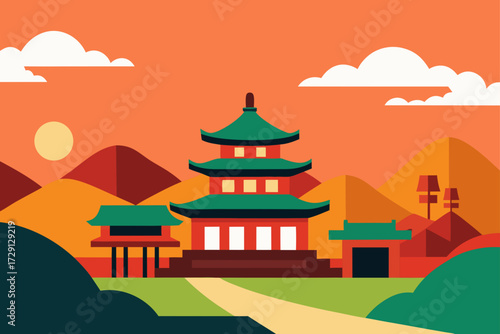 vector illustration of a temple