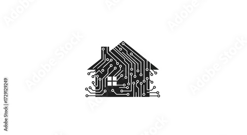 Innovative interconnected house illustration showcases a modern smart home network concept