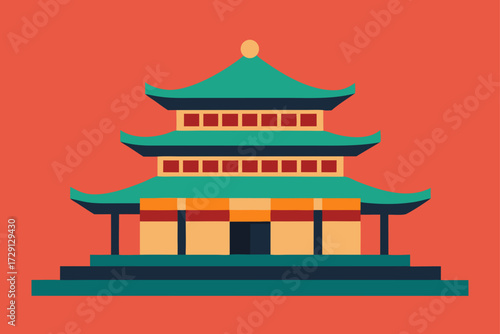 vector illustration of chinese temple