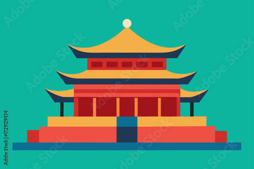 vector illustration of japanese temple