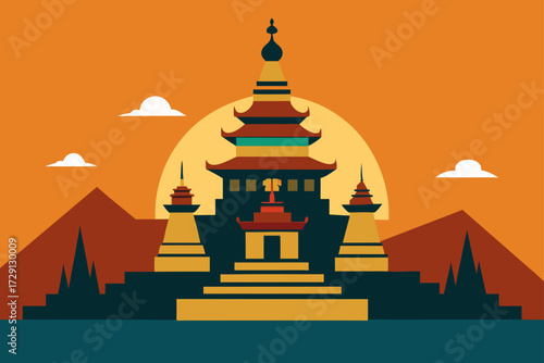 vector illustration of temple