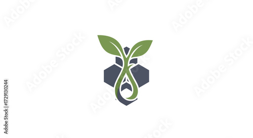 Abstract emblem featuring plant growth with a geometric structure conveying balance
