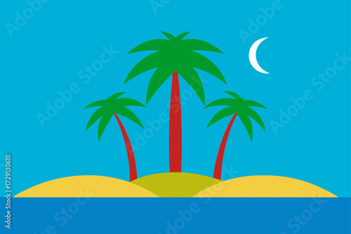 tropical island with palm trees