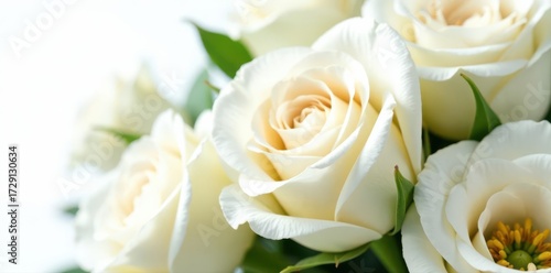 Elegant white rose and eustoma bouquet, isolated on white , eustoma, special occasion, spring