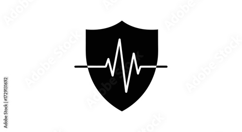 Heartbeat shield symbolizes health protection and wellness insurance solutions