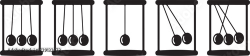 Collection of Newton's Cradle Pendulum Silhouettes in Various States of Motion newtons cradle