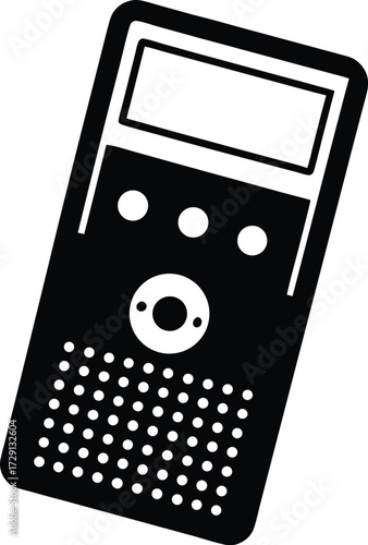 Digital Voice Recorder with Buttons Silhouette Transparent Background