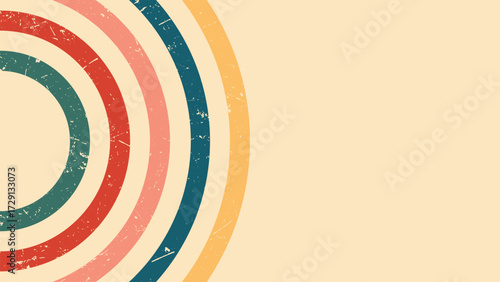 Concentric retro rings on blank vintage background, suitable for presenting vibrant and retrothemed designs in graphic and web projects.