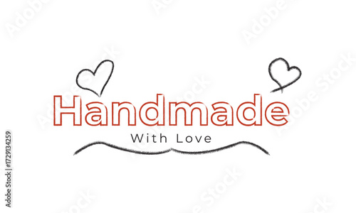 Handmade With Love Text with Heart and Scribble Elements