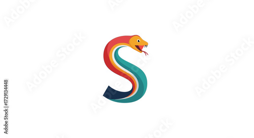 Vibrant and dynamic snake logo design with a blend of modern aesthetics and colorful simplicity