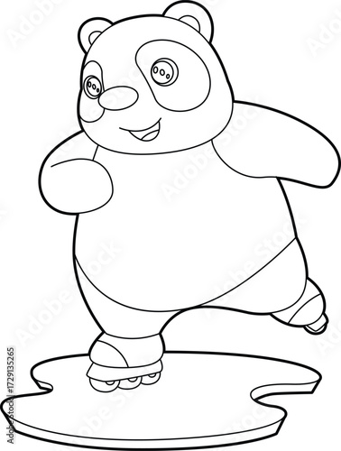 Panda Inline skating Inline skates Sports Animal Vecor Graphic Art Illustratio