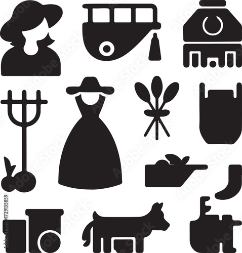 set of dairy products icons
