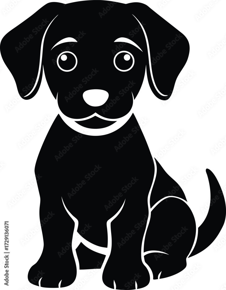 Fototapeta premium Cute Brown Puppy Sitting Calmly Silhouette Transparent Background