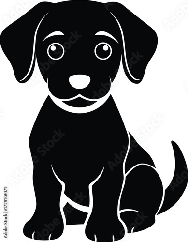 Cute Brown Puppy Sitting Calmly Silhouette Transparent Background