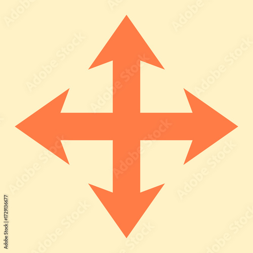 Free Download Orange four way directional arrows on light yellow background - GFXLoad