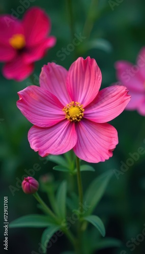 Intricate detail of a cosmos flower in a garden, spring, image