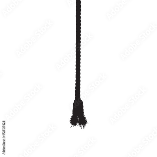 Vector art of closeup of a black string with frayed ends, isolated on a, symbolizing division or unraveling