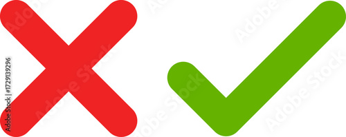Red cross and green check mark symbols for incorrect and correct choices