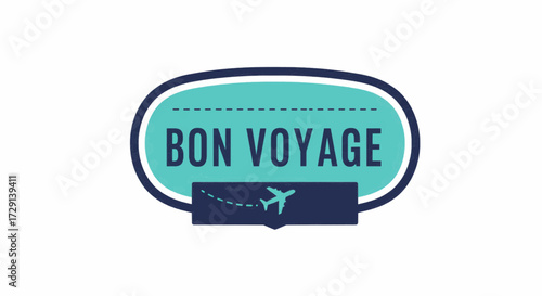 Bon Voyage Badge — Vector Illustration.