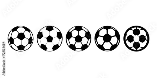 Football ball vector icon set. Soccer balls icons. soccer ball icons, football or soccer ball icon set in different styles, football simple black style, Vector illustration eps.
