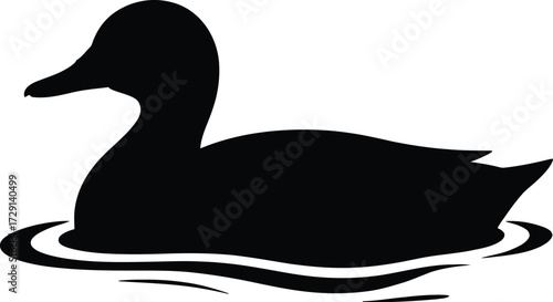 Black duck silhouette on water ripples