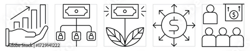 Corporate finance related icons set. Vector editable stroke.
