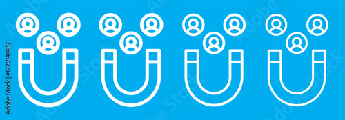 Magnet user icon graphic set. stroke line. User engagement icon vector, illustration logo template