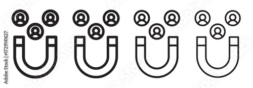 Magnet user icon graphic set. stroke line. User engagement icon vector, illustration logo template