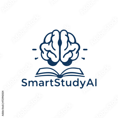 Modern Education Logo with Brain and Open Book Concept Representing Artificial Intelligence and Smart Learning Vector Illustration Design
