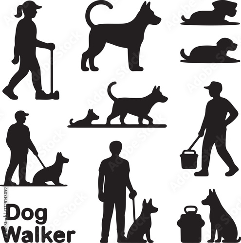 set of dogs silhouettes