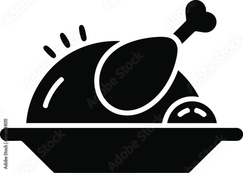 Roasted chicken leg on platter poultry meat
