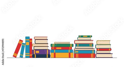 A colorful assortment of books stacked neatly on a shelf for readers everywhere.