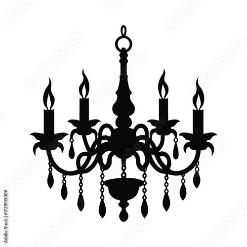 Eerie candle chandelier vector silhouette illustration