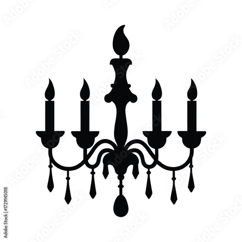 Eerie candle chandelier vector silhouette illustration