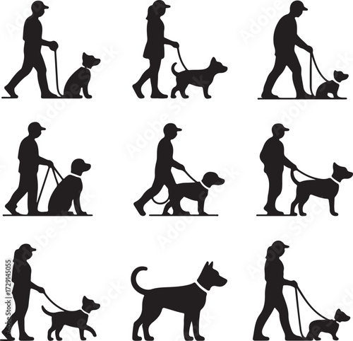 set of dogs silhouettes
