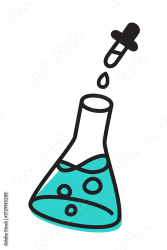Laboratory equipment: flask and pipette