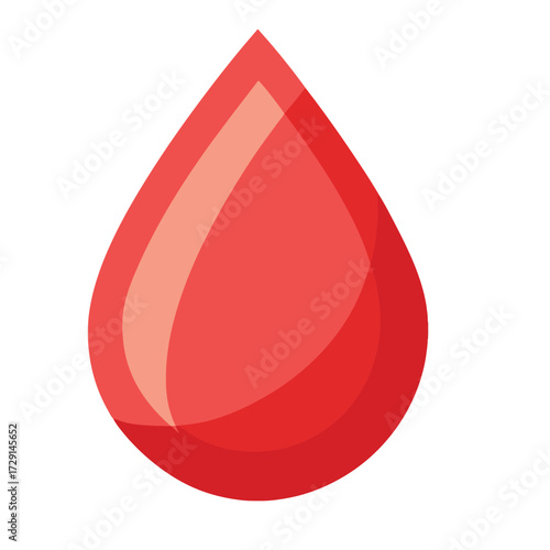 Single red blood drop icon with subtle shading and shadow. 