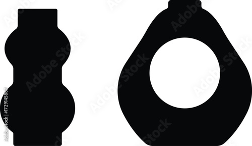 Art & IllustrationBottle and jug icon set.Bottle and jug silhouette collection. Oil, potion, alcohol, perfume black and outline bottle silhouette.Different icon set of bottle and jug shapes.