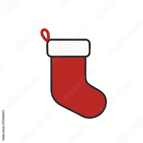 Red Christmas Stocking Icon with White Cuff