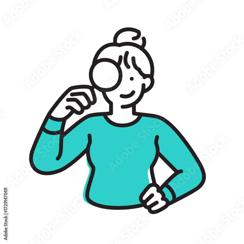 Woman searching something with magnifier