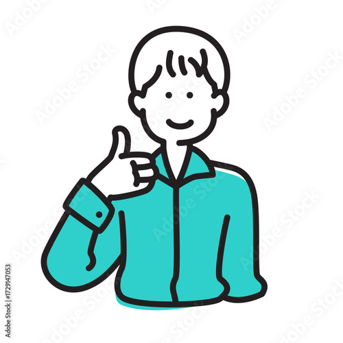 Young man showing thumbs up