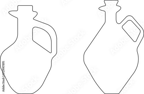 Art & IllustrationBottle and jug icon set.Bottle and jug silhouette collection. Oil, potion, alcohol, perfume black and outline bottle silhouette.Different icon set of bottle and jug shapes.