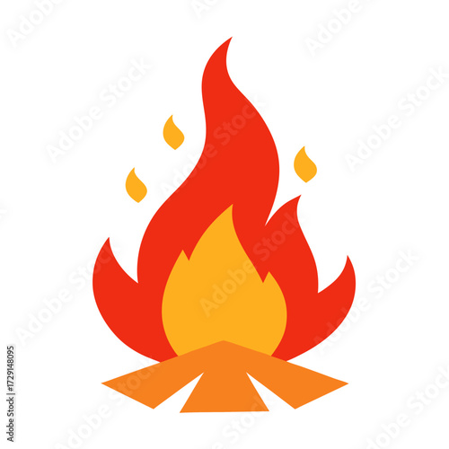 Stylized campfire with orange and red flames