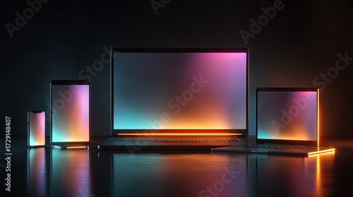 Premium branding mockup of desktop, laptop, tablet, and mobile